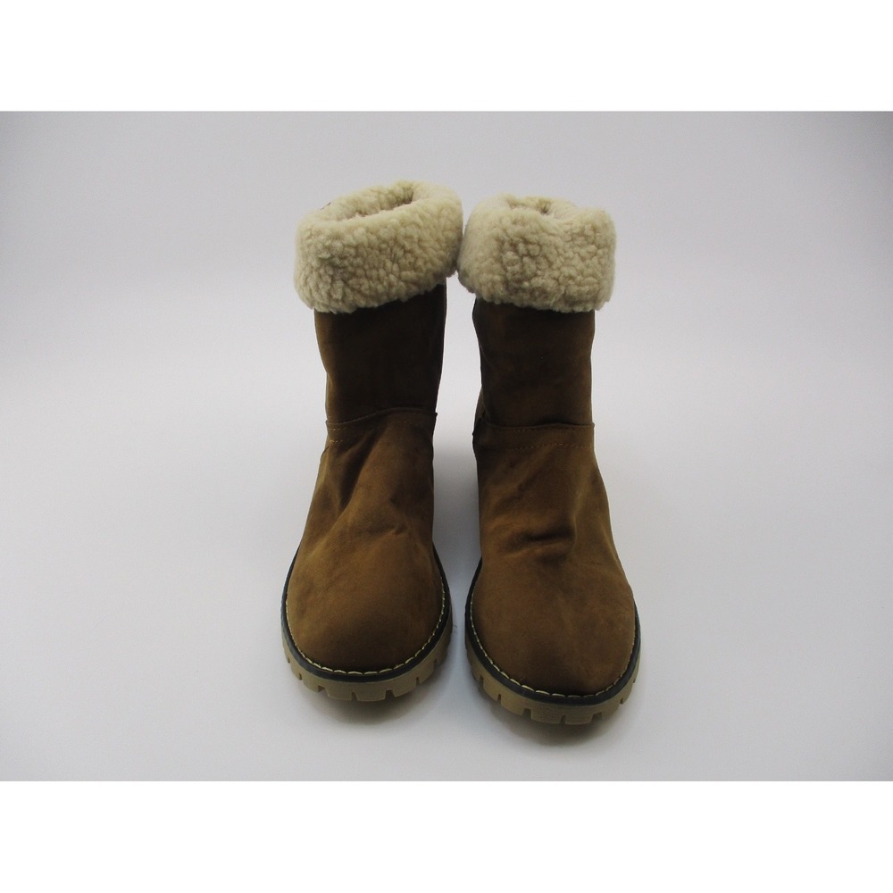 Women's Brown Faux Suede Shearling Lined Winter Boots Size [9] Lug Sol
